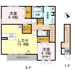 Ｄ-ｒｏｏｍオーク　Ｂ棟の物件間取画像